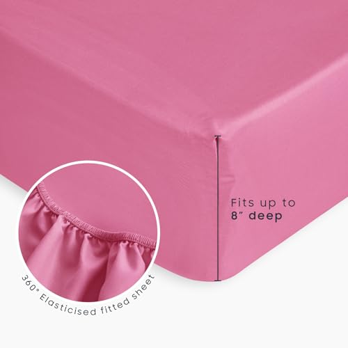 Wake In Cloud - Toddler Bedding Set for Boys Girls, 4 Pieces Soft Crib Bed Set Including Comforter, Sheets and Pillowcase, Hot Pink Wake In Cloud