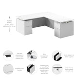 Bush Business Furniture 72-inch Height Adjustable L Shaped Standing Desk with Drawers, Ergonomic Sit-Stand Computer Table for Office, Stratus Collection, White with White Base Bush Furniture