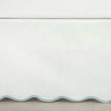 Lush Decor Coastal Chic Scalloped Edge Linen-Textured Bed Skirt Single, King Blue & White - White Bed Skirt King Size - Coastal Decor - Wrap Around Bed Skirt Lush Decor