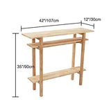 WoodShine Mid Century Modern Solid Wood Console Table, 3-Tier Entryway Table with Shelves Storage, Accent Long Sofa Table, Natural(42inx12inx35in) WoodShine