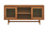 Crosley Furniture Dempsey Record Player Cabinet Vinyl Storage and Display Mid-Century Modern Turntable Stand, Walnut Crosley Furniture