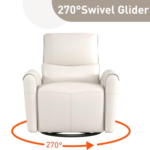 Bonzy Home Power Swivel Rocker Recliner Chair with USB Port, 23.2" Wide Seat, Fixed Lumbar Support, Upholstered Glider Chair for Nursery Living Room, Beige