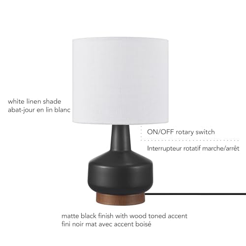 Globe Electric 61000049 17" Ceramic Table Lamp, Soft Beige Finish, White Linen Shade, On/Off Rotary Switch on Socket, Table Lamp for Living Room, Home Décor, Lamps for Bedroom, Room Décor Globe Electric