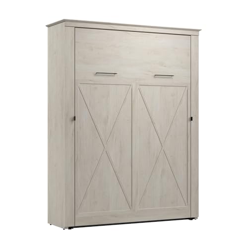 Bestar Key West 69W Queen Murphy Bed, Space-Saving Sleeping Arrangement for Multipurpose Area, Bedroom, Guest Room, or Living Room in Linen White Oak Bestar