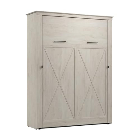Bestar Key West 69W Queen Murphy Bed, Space-Saving Sleeping Arrangement for Multipurpose Area, Bedroom, Guest Room, or Living Room in Linen White Oak Bestar