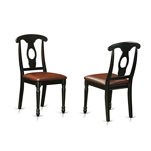 East West Furniture Dublin 3 Piece Modern Set Contains a Round Wooden Table with Dropleaf and 2 Faux Leather Kitchen Dining Chairs, 42x42 Inch, Black & Cherry - WoodArtSupply