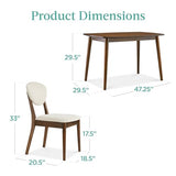 Best Choice Products 5-Piece Dining Set, Compact Mid-Century Modern Table & Chair Set for Home, Apartment w/ 4 Chairs, Padded Seats & Backrests, Wooden Frame - Walnut/Cream Best Choice Products