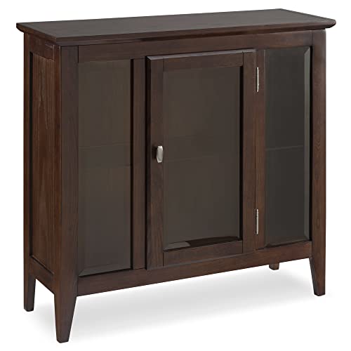 Leick Furniture Entryway Curio Cabinet with Interior Light, Chocolate Oak - WoodArtSupply