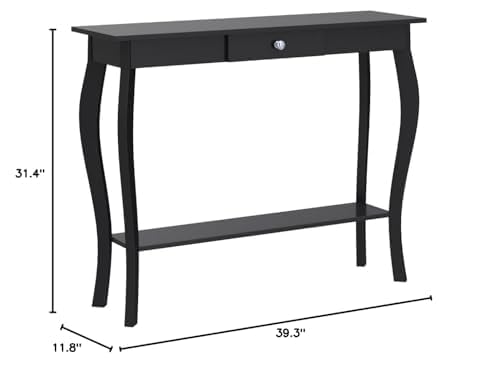 ChooChoo Narrow Console Table with Drawer, Chic Accent Sofa Table, Entryway Table, Black ChooChoo