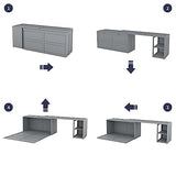 GDFStudio Boden Queen Size Murphy Bed with 2 Storage Shelves, Queen Size Murphy Bed, Solid Wood Frame with Rotable Desk, Resembles as Storage Cabinet, Space Saving Design for Small Space Dorm, Gray GDFStudio