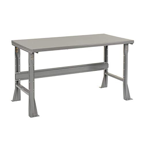 Global Industrial Fixed Height Workbench C-Channel Flared Leg, Steel Square Edge, 48" W x 30" D x 34" H, Gray - WoodArtSupply