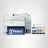 Epson EcoTank ET-3950 Wireless All-in-One Color Supertank Printer with up to 3 Years of Ink Refillable Tanks, Perfect for Home Office, 18 PPM, 2.4" Colorful Touchscreen, Auto Document Feeder - White
