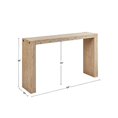 INK+IVY Monterey Solid Wood Console Table for Entryway, Brushed Reclaimed Wheat Grain Finish, Counter Work Surface, Dining Bar, Industrial, INK+IVY