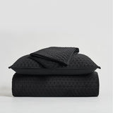 EverGrace Luxury Velvet Quilt Bedding Set King Size 3 Pieces with Pillow Shams, Soft Cross-Stitch Velvet Comforter Set, Lightweight Coverlet Bedspread for All Seasons, Black EverGrace