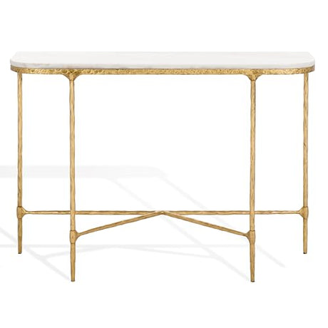 SAFAVIEH Couture Collection Janowsky Brass & White Marble Console Table SAFAVIEH