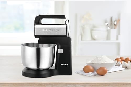 Holstein Housewares 5-Speed Hand and Stand Mixer, 250W Power with LED Light, Black and Stainless Steel – Versatile Mixer for Baking, Whipping, and More Holstein Housewares