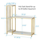 GOLASON Fish Tank Stand for up to 29 Gallon Aquarium, Reptile Terrariums Tank Stand, Metal Wooden Aquarium Stand, Gold GOLASON