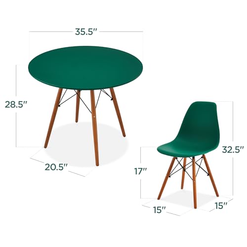 Best Choice Products 5-Piece Dining Set, Compact Mid-Century Modern Table & Chair Set for Home, Apartment w/ 4 Chairs, Plastic Seats, Wooden Legs, Metal Frame - Dark Green/Walnut Best Choice Products