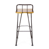 Christopher Knight Home Denali Outdoor Industrial Acacia Wood Bar Set with Finished Iron Frame, Teak Finish / Rustic Metal Christopher Knight Home