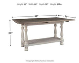 Signature Design by Ashley Havalance Farmhouse Sofa Table, Flip Top Design for Additional Dining Space and Fixed Lower Shelf, Gray & White with Weathered Finish Signature Design by Ashley