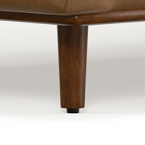 SIMPLIHOME Morrison 72-inch Wide Sofa in Caramel Brown Top Grain Genuine Leather, Mid-Century Modern-Style Loveseat for Living Room, Single Bench Cushion, Removable Back Cushions, 2 Bolster Pillows SIMPLIHOME