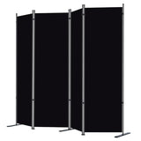 RANTILA 4 Panel Room Divider, 6 FT Folding Privacy Screen with Wide Feet, Freestanding Partition for Room Separation, Portable Room Divider Panel, 89" W x 71" H, Black RANTILA