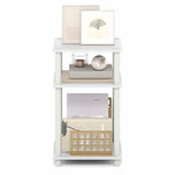 Furinno Turn-N-Tube Side Table, 3-Tier End Table with Open Shelf, Toolless Assembly Night Stand, Bedside Table, for Living Room, Bedroom, White Furinno