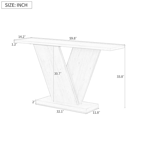 Modern Unique Console Table 59.8-Inch Long Entry Sofa Table Accent Furniture for Living Room Hallway Entryway, Black Amposei