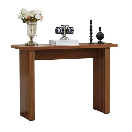 RUSTYER Fluted Entryway Console Table, Wooden Rectangular Sofa Table for Entrance, Narrow Wood Entryway Small Long Entry Table for Hallway, Living Room (Walnut) RUSTYER