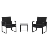 JOIVI 3 Pieces Patio Bistro Set, PE Wicker Outdoor Patio Furniture Set, Modern Rattan Patio Chairs with Coffee Table, Patio Conversation Sets for Balcony, Front Porch, Garden, Poolside, Black Cushions JOIVI