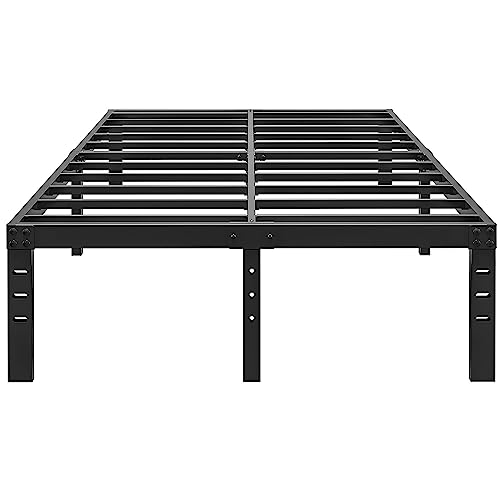 ALDRICH 14 Inch Metal Full Size Bed Frame - Double Black Basic Steel Slats Platform, Easy Assembly Heavy Duty Noise Free Bedframes, No Box Spring Needed ALDRICH
