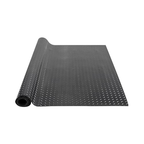 VEVOR Diamond-Plate Rubber Flooring Roll, 3 mm x 4 ft x 8 ft Garage Floor Mat, SBR Rubber Garage Flooring Roll, Easy to Clean, Diamond Plate Rubber Mat for Under Cars, Garage Industry Gym, Black VEVOR