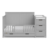 Graco Hadley 5-in-1 Convertible Crib & Changer – GREENGUARD Gold Certified, Fits Standard Crib Mattress, Converts to Toddler Bed and Full Bed, 4 Adjustable Mattress Heights (Pebble Gray)