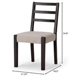 Maven Lane Willow Rustic Wooden Armless Kitchen Dining Chair in Weathered Black Finish with Padded Dove Weave Fabric Upholstered Seat, Set of 4 Maven Lane