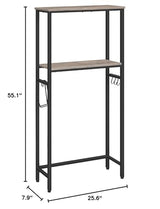 HOOBRO Over-The-Toilet Storage, 2-Tier Bathroom Organizer Over Toilet, Bathroom Shelves with Toilet Paper Holder and Hooks, Freestanding Storage Shelf, Space Saver, Greige and Black BG49TS01 HOOBRO