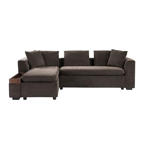 Ball & Cast Modular L-Shaped Sectional Sofa with Storage - 93.8" Chenille Fabric Couch, Deep Seating & Matching Pillows, Modern Living Room Furniture,Brown Ball & Cast