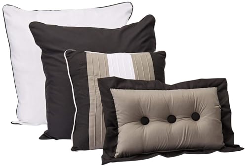 Chezmoi Collection Loft 8-Piece Luxury Striped Comforter Set (Queen, Black/Gray/White) Chezmoi Collection
