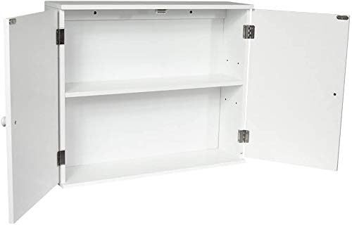 Panana Wall Mounted Cabinet, 2 Doors, Adjustable Shelf, White, 60cm x 15cm x 50cm, Modern Style, Bathroom & Kitchen Panana