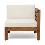 Christopher Knight Home Alice Outdoor 5 Piece Acacia Wood Sofa Set, Teak Finish, Beige Christopher Knight Home
