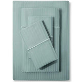 Feather & Stitch 500 TC Queen Size Bed Sheet Set, 100% Cotton Soft Breathable Bedsheets 4 Piece 18" Deep Pockets Sateen Weave Striped Bedding Mattress Resort Hotel Luxury - (Granite Green Stripe) FEATHER & STITCH NEW YORK