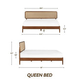 NTC Lupin Dark Walnut Wooden Bed Frame with Headboard - Effortless Assembly and Silent Slats, Queen Size NTC