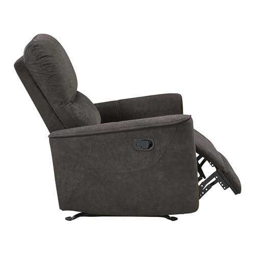 Lexicon Manual Rocker Recliner Chair, Polished Microfiber Manual Reclining Chair with Overstuffed Backrest, Comfy Nursery Recliner for Living Room/Office/Bedroom/Apartment, Easy Assembly, Chocolate