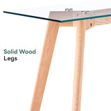 ivinta Glass Office Desk, 43" Rectangular Computer Desk with Solid Wood Legs, Modern Dining Table for Living Room, Office, Kitchen, TAM-WT ivinta
