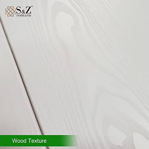 S&Z TOPHAND® 36 in x 84 in. PVC Barn Door, White Wood Texture, 20-42in Stainless Steel Frame Modern Style Barn Door/Sliding Door, Simple Assembly is Required - WoodArtSupply