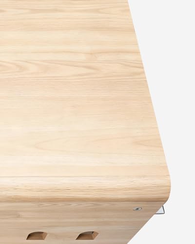 Modern Dog Crate Furniture with Charging Station Large Kennel Indoor with Flip-up Hidden Acrylic Door for Large and Medium Breeds up to 110lb Wood Pet End Side Table Cage, Oak GOUUN