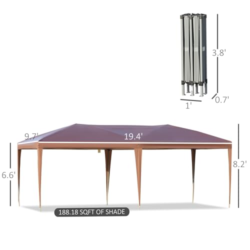 Outsunny 10' x 20' Pop Up Canopy Tent, Upgraded Heavy Duty Tents for Parties, Outdoor Instant Gazebo Sun Shade Shelter with Carry Bag, for Catering, Events, Wedding, Backyard BBQ, Coffee Outsunny