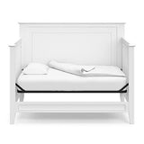 Storkcraft Solstice 5-In-1 Convertible Crib (White) – GREENGUARD Gold Certified, Converts to Toddler Bed and Full-Size Bed, Fits Standard Full-Size Crib Mattress, Adjustable Mattress Support Base storkcraft