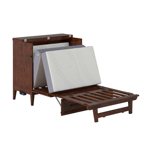 AFI, Santa Fe Twin Murphy Bed Chest with 6" Mattress & Built-in USB Charger, Walnut AFI