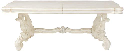 Acme Versailles Rectangular Wooden Dining Table with 2 Leaves in Bone White ACME Furniture