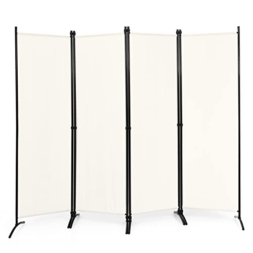 Giantex 5.6 Ft Tall 4 Panel Room Divider White, Lightweight Portable Folding Privacy Screen, Freestanding Partition Wall Divider and Separator for Bedroom Home Office Apartment Studio Giantex